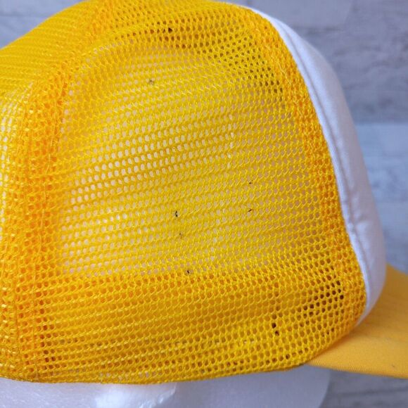 Vintage Gibson's Mesh Trucker Hat Cap Yellow White Snapback - Picture 6 of 9